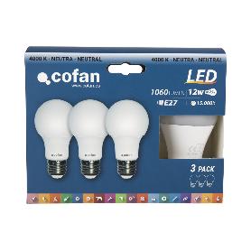 PACK DE 3 BOMBILLAS LED 12 W CLASSIC 240° 1060 LM 4000 K