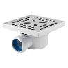 VÁLVULA SIFÓNICA SUMIDERO 146X146 MM CON SALIDA Ø32-40 Y TAPA ACERO INOX.