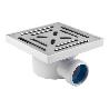 VÁLVULA SIFÓNICA SUMIDERO 146X146 MM CON SALIDA Ø32-40 Y TAPA ACERO INOX.