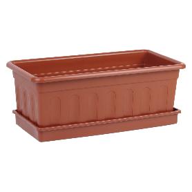 JARDINERA MARRON  MODELO AZAHAR 40 X 20 X 15.5 + PLATO 38 X 16.6 CM   CAJA 12 UNID.