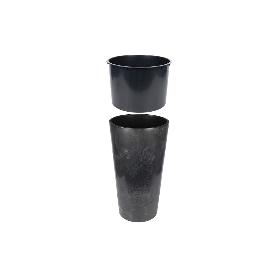 MACETERO 2 EN 1 FORMA CONICA CON DEPÓSITO COLOR NEGRO PP Ø 409 X 750 MM 29,5 L
