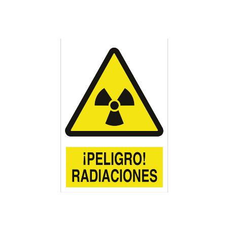 SEÑAL POLIESTIRENO 297X210 MM ¡PELIGRO! RADIACIONES
