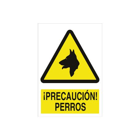 SEÑAL POLIESTIRENO 210X148MM. ¡PRECAUCIÓN! PERROS