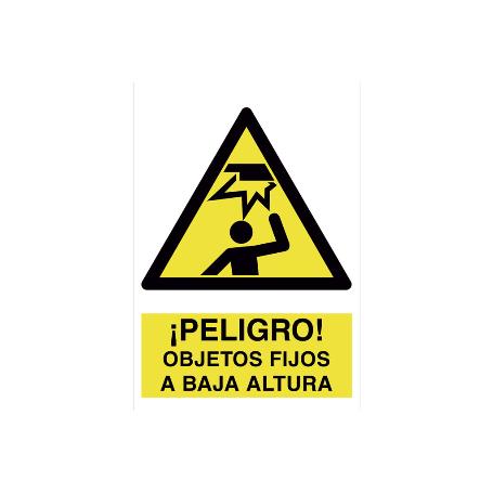 SEÑAL POLIESTIRENO  210X148MM. ¡PELIGRO! OBJETOS FIJOS A BAJA ALTURA