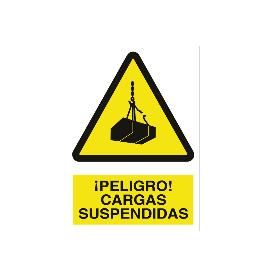 SEÑAL POLIESTIRENO 210X148 MM. ¡PELIGRO! CARGAS SUSPENDIDAS