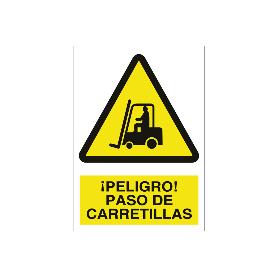 SEÑAL ADHESIVA 210X148MM. ¡PELIGRO! PASO DE CARRETILLAS