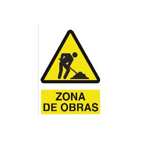 SEÑAL POLIESTIRENO 210X148MM. ZONA DE OBRAS