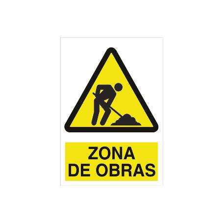 SEÑAL POLIESTIRENO 210X148MM. ZONA DE OBRAS