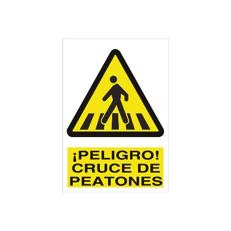 SEÑAL POLIESTIRENO 210X148MM. PELIGRO CRUCE DE PEATONES