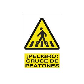 SEÑAL POLIESTIRENO 210X148MM. PELIGRO CRUCE DE PEATONES