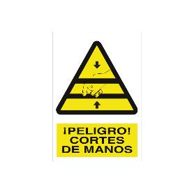 SEÑAL POLIESTIRENO 420X297MM. ¡PELIGRO! CORTES DE MANOS