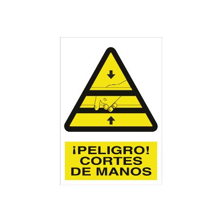 SEÑAL POLIESTIRENO 420X297MM. ¡PELIGRO! CORTES DE MANOS
