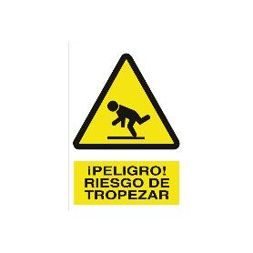 SEÑAL POLIESTIRENO 210X148MM. ¡PELIGRO! RIESGO DE TROPEZAR