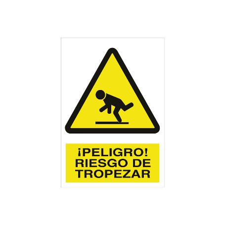 SEÑAL POLIESTIRENO 210X148MM. ¡PELIGRO! RIESGO DE TROPEZAR