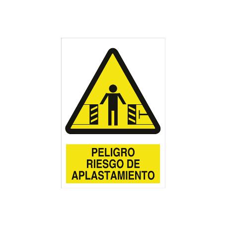 SEÑAL ADHESIVA 148 X105 MM RIESGO DE APLASTAMIENTO. EL DISEÑO DE LA SEÑAL PUEDE VARIAR, PERO EN NINGÚN CASO SE VARI