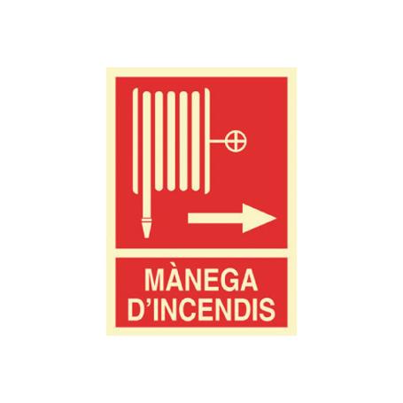 SEÑAL LUMINISCENTE 297X210MM. MÀNEGA DINCENDIS DRETA