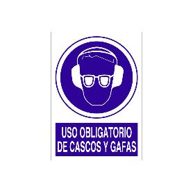 SEÑAL POLIESTIRENO  420X297MM. USO OBLIGATORIO DE CASCOS Y GAFAS