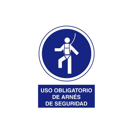 SEÑAL POLIESTIRENO 420X297 MM SEÑAL USO OBLIGATORIO DE ARNÉS DE SEGURIDAD CON TEXTO