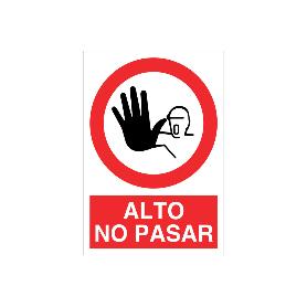 SEÑAL POLIESTIRENO 297X210 MM. ALTO NO PASAR
