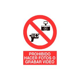 SEÑAL POLIESTIRENO 210X148MM PROHIBIDO FOTOS Y VIDEO