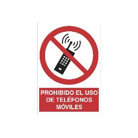 SEÑAL POLIESTIRENO 210X148MM. PROHIBIDO EL USO DE TELÉFONOS MÓVILES