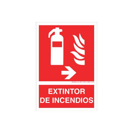 SEÑAL LUMINISCENTE 210X148MM. EXTINTOR DE INCENDIOS PICTOGRAMA + TEXTO