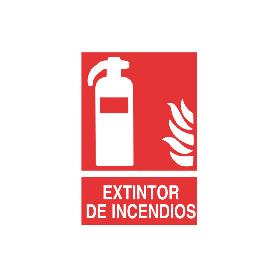 SEÑAL LUMINISCENTE 148X105MM. EXTINTOR DE INCENDIOS PICTOGRAMA + TEXTO