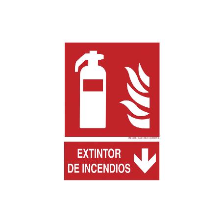 SEÑAL LUMINISCENTE 210X148MM. EXTINTOR DE INCENDIOS PICTOGRAMA + TEXTO