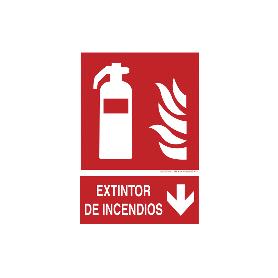 SEÑAL LUMINISCENTE 420X297MM. EXTINTOR DE INCENDIOS PICTOGRAMA + TEXTO