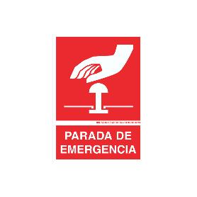 SEÑAL LUMINISCENTE 148X105MM. PARADA DE EMERGENCIA PICTOGRAMA + TEXTO