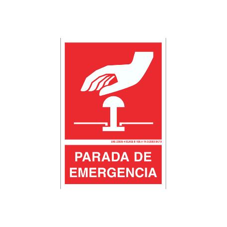 SEÑAL LUMINISCENTE 148X105MM. PARADA DE EMERGENCIA PICTOGRAMA + TEXTO