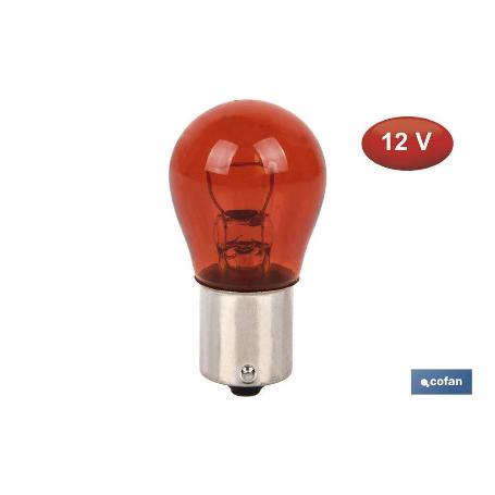 LÁMPARA COFAN P21W 12V (BA15S) AMBAR   CAJA 10 UNID.