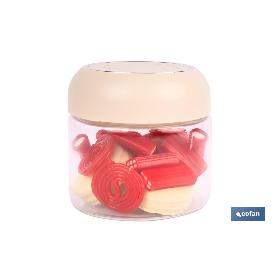 BOTE DE VIDRIO BOROSILICATO TAPA BEIGE GAMA LAUREL 400 ML