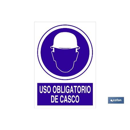 SEÑAL POLIESTIRENO  297X210MM. USO OBLIGATORIO DE CASCO