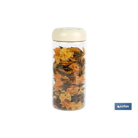 BOTE DE VIDRIO BOROSILICATO TAPA BEIGE GAMA LAUREL 1300 ML