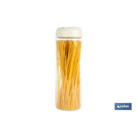 BOTE DE VIDRIO BOROSILICATO TAPA BEIGE GAMA LAUREL1700 ML