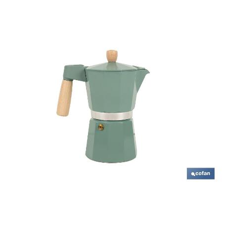 CAFETERA ITALIANA DE INDUCCIÓN VERDE CON GRANITO 6 TAZAS