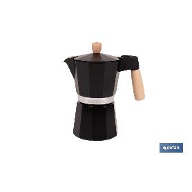CAFETERA ITALIANA DE INDUCCIÓN NEGRA CON GRANITO 6 TAZAS