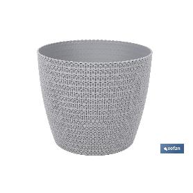 Maceta o macetero trenzada color gris claro pp ø 215 x 185 mm 5,2 l   caja 5 unid. MACETA O MACETERO TRENZADA COLOR GRIS CLARO PP Ø 215 X 185 MM 5,2 L   CAJA 5 UNID.