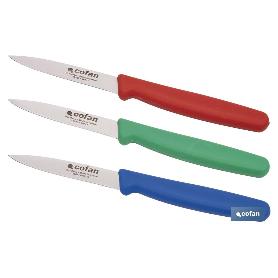 Pack de 3 cuchillos puntilla color rojo verde azul PACK DE 3 CUCHILLOS PUNTILLA COLOR ROJO VERDE AZUL 8.5 CM