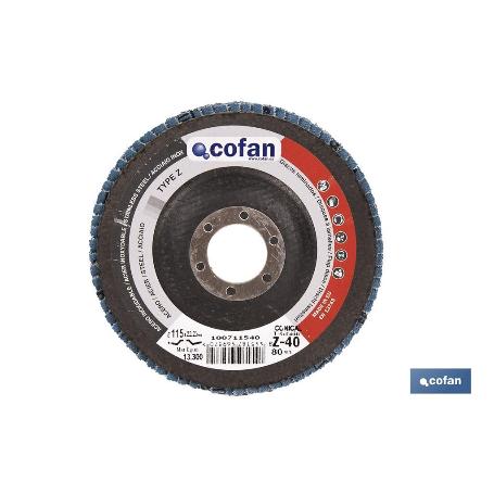 DISCO LAMINADO PROFESIONAL INCLINADO 115 MM. - GRANO 60 ZIRCONIO