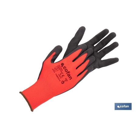 GUANTE IMPREGNADO SANDY COATED ROJO/NEGRO TALLA 6 VENTA UNITARIA