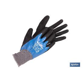 GUANTE IMPREGNADO SANDY DOBLE CAPA DE NITRILO AZUL TALLA 9 VENTA UNITARIA