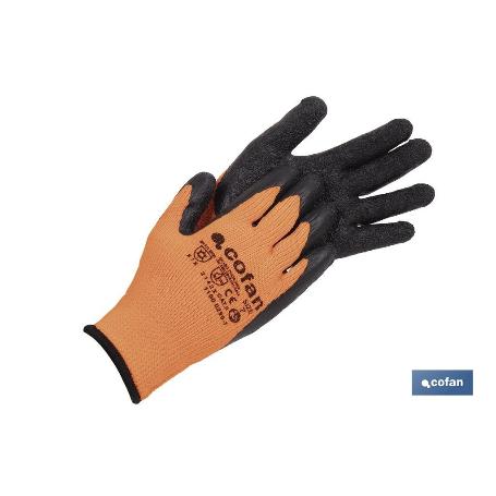 GUANTE NARANJA FLÚOR CON REVESTIMIENTO DE LATEX TERMICO TALLA 8 VENTA UNITARIA
