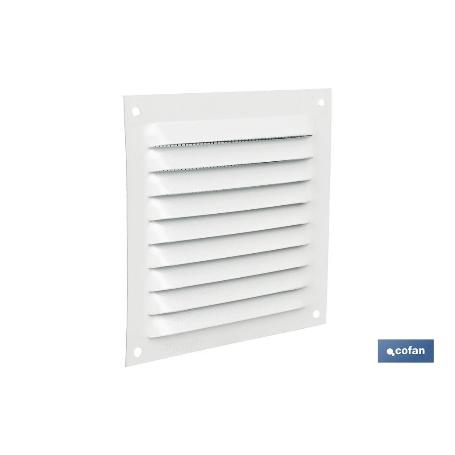 REJILLA DE VENTILACIÓN ALUMINIO BLANCO CON MOSQUITERA 10 X 10 CM   CAJA 5 UNID.