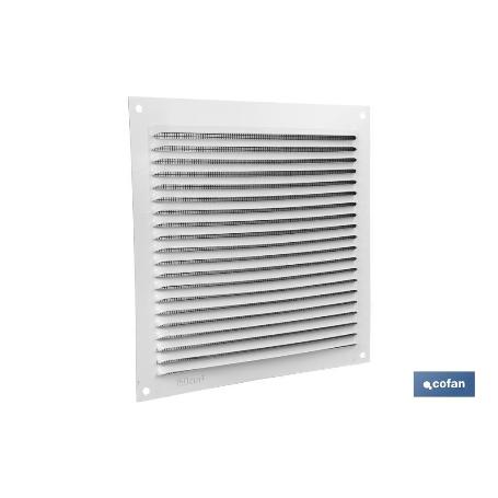 REJILLA DE VENTILACIÓN ALUMINIO BLANCO CON MOSQUITERA 17 X 17 CM   CAJA 5 UNID.