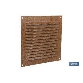 REJILLA DE VENTILACIÓN ALUMINIO MADERA CON MOSQUITERA 15 X 15 CM   CAJA 5 UNID.