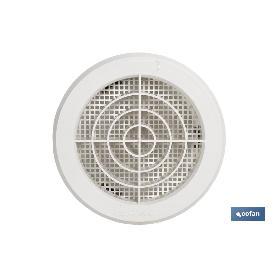 REJILLA DE VENTILACIÓN ABS BLANCO PARA EMPOTRAR A TUBO CON CLIP Ø10-11 CM   CAJA 5 UNID.