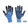 GUANTE IMPREGNADO DE NITRILO CON PUNTOS AZULES  TALLA 7   CAJA 12 UNID.