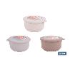SET DE 3 RECIPIENTES REDONDOS CON TAPA 100 ML 250ML 500ML